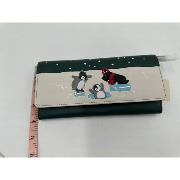 NWT Radley London HOLE LOTTA FUN Large Flap Wallet Dark GREEN Penguins MSRP 148 - Picture 6 of 16